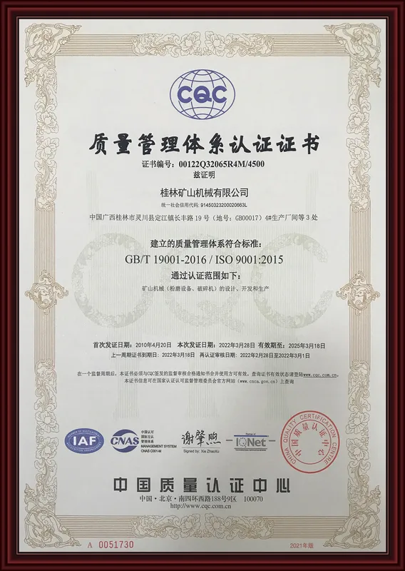 CE certificate for Cronus grinding mill equipment